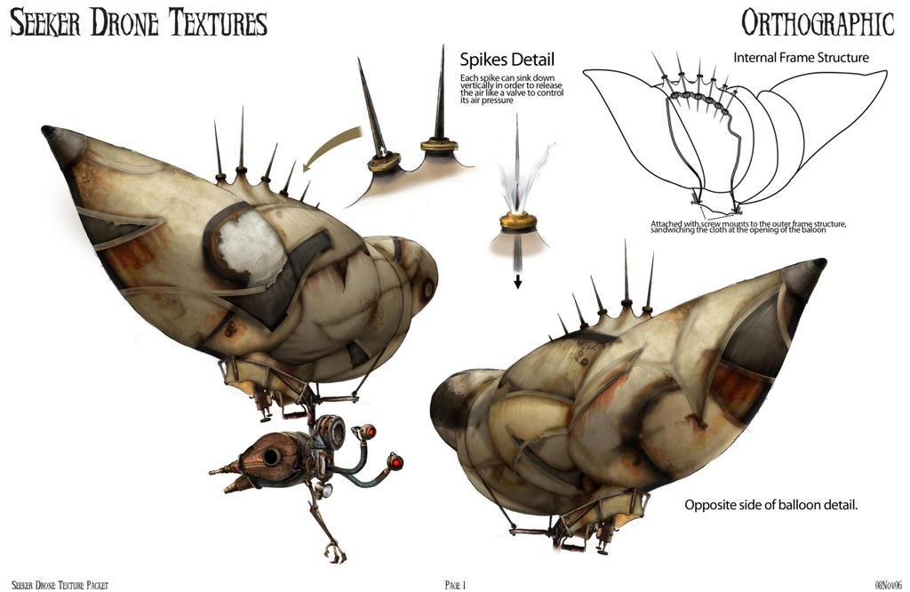 Seeker Drone Orthographic and Texture Detail