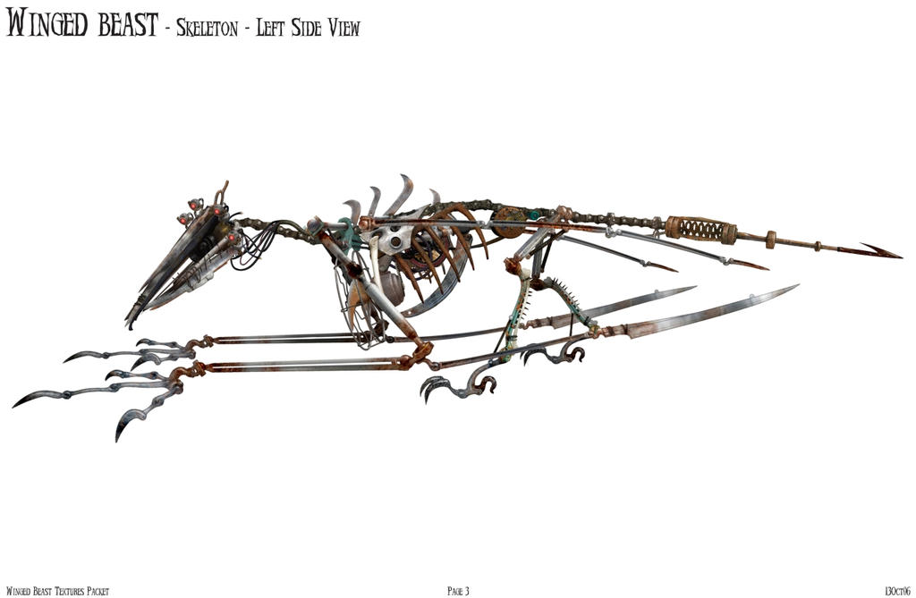 Winged Beast Skeleton Left Side View